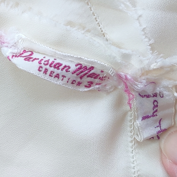 Vintage Classic Parisian Ivory Full Slip-Dress 1950's Satin Bell-Drop Hemline - Picture 15 of 15